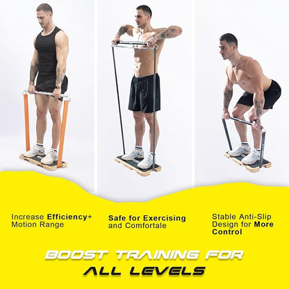 Resistance Band Workout Footplate - Wood Exercise Platform with Non-Slip Surface for Band Training, Stretching, and Full-Body Home Gym