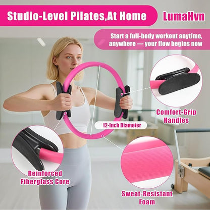 pilates essentials kit for home workouts, pink pilates equipment set with pilates Rings, yoga ball, instructions, workout bands resistance for women-better pilates ring and ball set for beginners