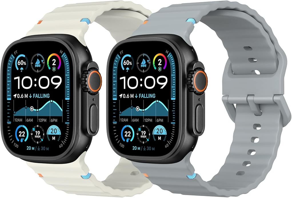 MoKo 2Pack Sport Watch Band Compatible with Apple Watch Band Ultra3/2/1 49mm/Series 11/10/9/8/7/6/5/4/3/2/1/SE3/SE2/SE 46/45/44/42/41/40/38mm,Adjustable Breathable Strap