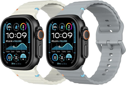 MoKo 2Pack Sport Watch Band Compatible with Apple Watch Band Ultra3/2/1 49mm/Series 11/10/9/8/7/6/5/4/3/2/1/SE3/SE2/SE 46/45/44/42/41/40/38mm,Adjustable Breathable Strap