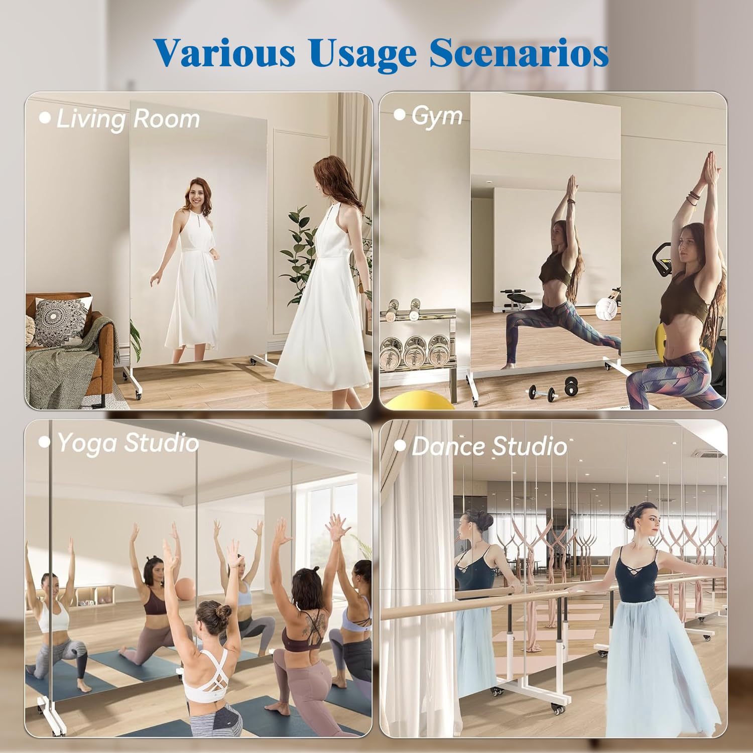 Fitcleer 71”x 39” Extra Large Full Body Floor Mirror with 360° Lockable Wheels, Super Lightweight