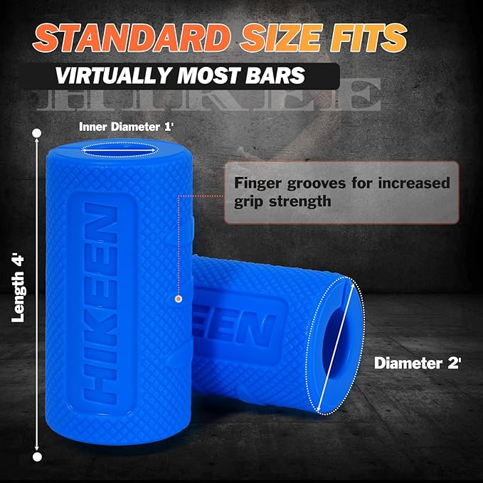 Hikeen Thick Bar Dumbbell Grips,Non Slip Hard Rubber Barbell Grips,Grips for Weight Lifting, Muscle Building-1.77", 2", 2.25" & 2.75" Outer Diameter
