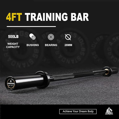 LIONSCOOL Premium 4ft/4.9ft/6ft Barbell for Strength Training and Olympic Weightlifting, 2 Inch Bar for Squats, Curls, Deadlifts, Presses, Hip Thrusts, 350lbs/500lbs/700lbs Weight Capacity
