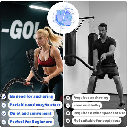 Ropeless Battle Rope, Battle Ropes for Home Gym, Strength, HIIT Workouts, Home Training, Quiet Fitness Equipment for Men & Women, 2PCS