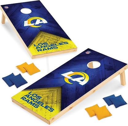 NFL Football 2' x 4' Regulation Size Solid Wood Cornhole Set with Direct Print HD Team Graphics Great Gift for Any Football Fan! Bean Bag Toss Family Outdoor Game