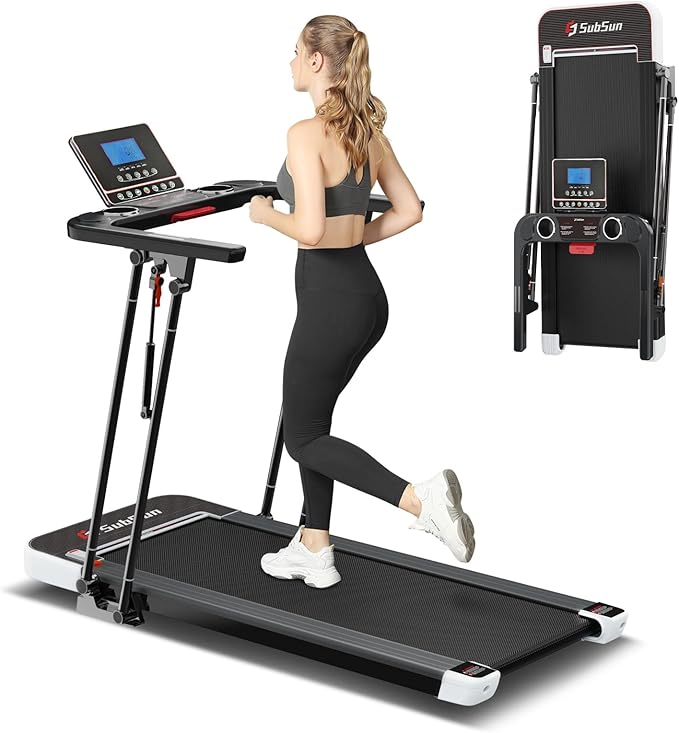 SHAREWIN Portable Folding Treadmill Foldable Electric Exercise Treadmills for Home with Pulse Sensors,260 lb Capacity,7.5MPH,Low Noise with LCD and Bluetooth Speakers