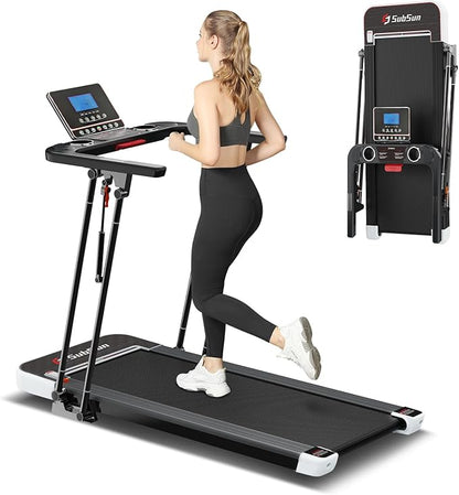 SHAREWIN Portable Folding Treadmill Foldable Electric Exercise Treadmills for Home with Pulse Sensors,260 lb Capacity,7.5MPH,Low Noise with LCD and Bluetooth Speakers