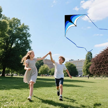 Delta Kite for Kids and Adults, Easy to Fly, Nylon Fabric with String Handle, Outdoor Beach Park Activities
