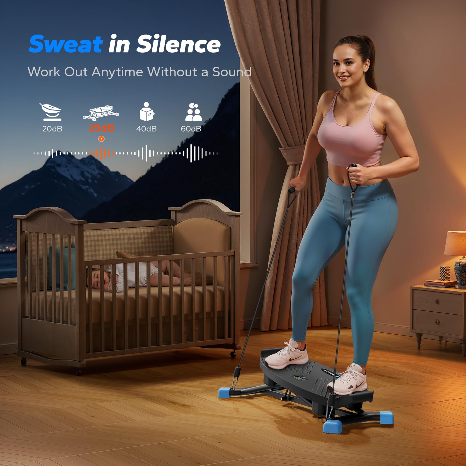 MERACH Balance Board for Adults, Rocking Stepper with Resistance Bands