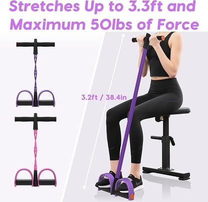 Resistance Bands with Handles, 6-Tubes Elastic Foot Pedal Resistance Bands, Natural Rubber Ankle Puller Sit-up Exercise, Multifunction Fitness Bands for Abdomen, Waist, Arm, Leg Stretching Training