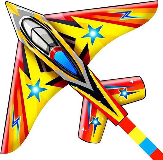 HONBO 58" Fighter Plane - Kite for Kids & Adults, Easy to Fly, Beach Trip Beginner Kite with Reel