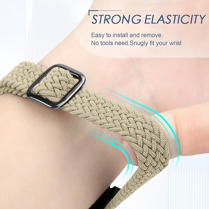 Tiptops Braided Nylon Bands Compatible with Fitbit Inspire 3/Inspire 2/Inspire/Inspire HR/Ace 2/Ace 3, Adjustable Loop Stretchy Straps Replacement Wristbands for Fitbit Inspire Women Men