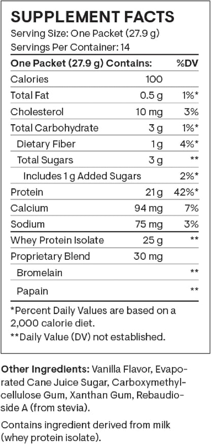 THORNE - Whey Protein Isolate - 21 Grams of Easy-to-Digest Whey Protein Powder - NSF Certified for Sport - Vanilla - 13.79 Ounces - 14 Packets