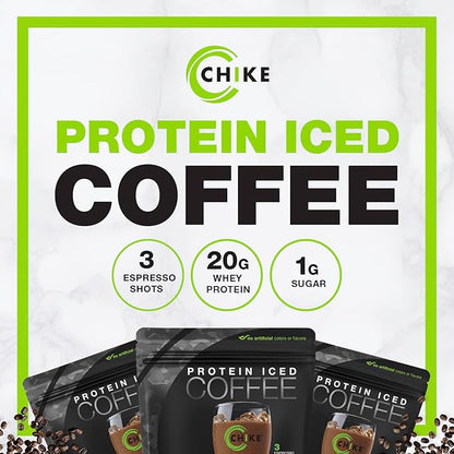 Chike High Protein Iced Coffee Sampler Pack and Triple Shot Bundle, 20 G Protein, 2-3 Shots Espresso, 1 G Sugar, Keto Friendly and Gluten Free, 14 Serving Bag and 6 Sample Packets, 20 Servings