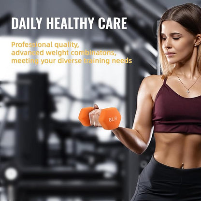 Neoprene Coated Dumbbell Set with Rack, Free Hand Weight Set For Home Gym Workout, Anti-Slip, Anti-roll, 20LBS, 32LBS, 50LBS and 56LBS Sets, Multiple Weight Options