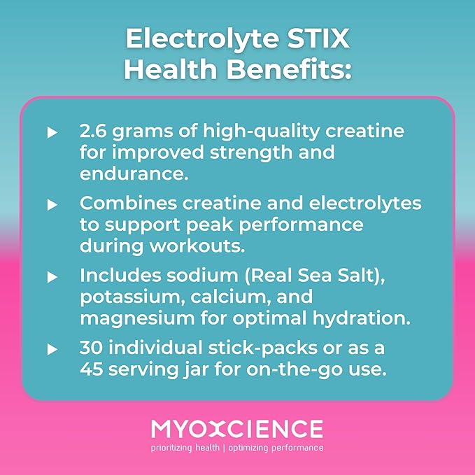 MYOXCIENCE Electrolyte STIX | Creatine Electrolyte Powder | Recovery from Exercise & Muscle
