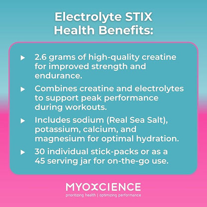 MYOXCIENCE Electrolyte STIX | Creatine Electrolyte Powder | Recovery from Exercise & Muscle