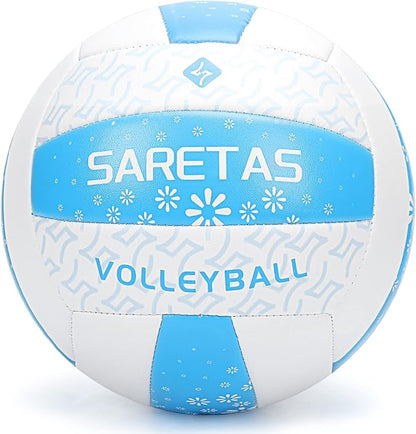 Beach/Water/Sand Volleyballs, Outdoor/Indoor Official Size, Soft Touch Volleyball for Beginners, Cute Volley Ball for Girls/Kids/Youth, Ideal Gifts with Pump for Backyard, Pool, Middle School