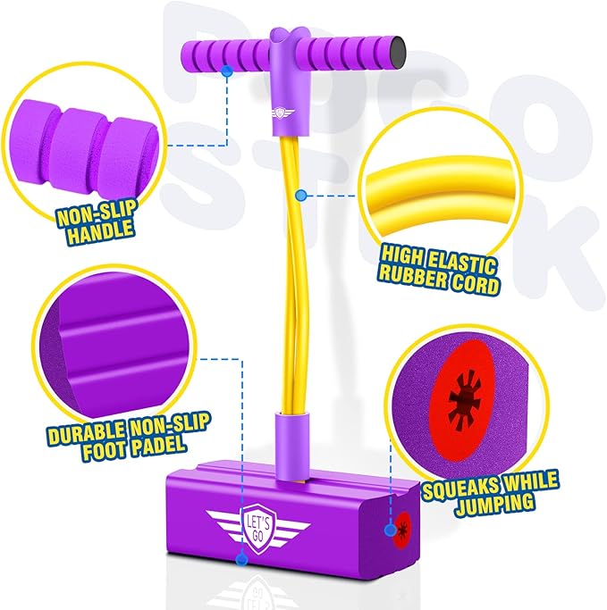 CUUGO LET'S GO! CG Jumping Promotes Growing Taller- Pogo Stick Foam Pogo Jumper for Kids, Toys for 3-12 Year Old Boys Girls Outdoor Toys Indoor Toys Fun Gifts Christmas Stocking Stuffers Gifts