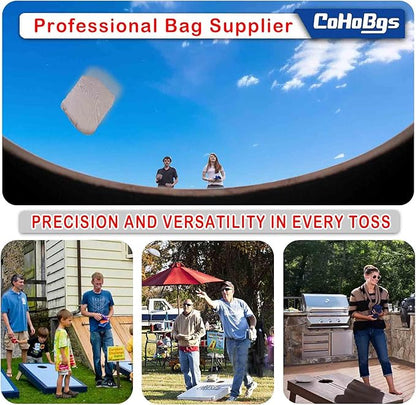 CoHoBgs Corn Hole Bags Set 8, Professional Cornhole Bags Dual-Sided Slick & Stick Resin Filled Suede and Duck Canvas Bean Bag for Cornhole Game Includes Carry Case