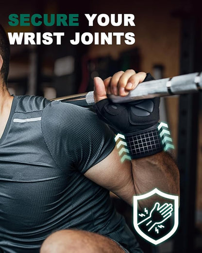 Trideer Workout Gloves for Men, Weight Lifting Gloves with Wrist Wrap Support, Full Palm Protection & Extra Grips for Weightlifting, Exercise, Cross Training, Fitness, Pull-up