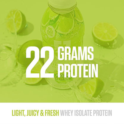 RYSE Clear Protein Shake - Key Lime Pie - 100 Calories, 22g Whey Isolate Protein, Sugar-Free, 0g Fat & Lactose-Free - Refreshing Ready-to-Drink Beverage - 16.9 fl oz Bottles (12-Pack)