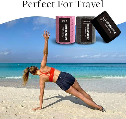 Wide Fabric Resistance Bands for Working Out, 3 Level Non-Slip Exercise Booty Bands for Women & Men Leg and Glutes with Hair Ties and Tape Measure - for Home Gym Workout, Yoga, Pilates