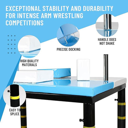 INNOLIFE Arm Wrestling Battle Table with Wrist Rope, Arm Strength Training Equipment Competition Training Arm Wrestling Table for Use in Home Gym, Blue