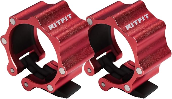 RitFit 2-Inch Magnetic Barbell Collars Locking Clamps - Heavy Duty Aluminum Alloy, Quick Release with Non-Slip TPR Pads for Olympic Weightlifting Powerlifting Training (Pair)