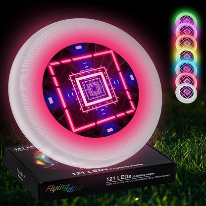 49LEDs Flying Disc with 16 Million Color RGB, 3 Modes+Rechargeable+Waterproof+175g, Cool Sports and Outdoors for Parks/Camping/Beach/Backyards,Easter & Birthday Gifts for Teens/Kids/Adults