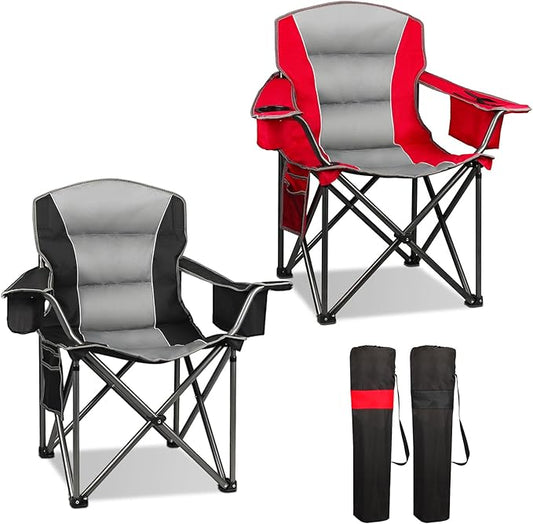 Northroad 2 Pack Oversized Camping Chair, Padded Portable Chairs Heavy Duty Camping Folding Chairs