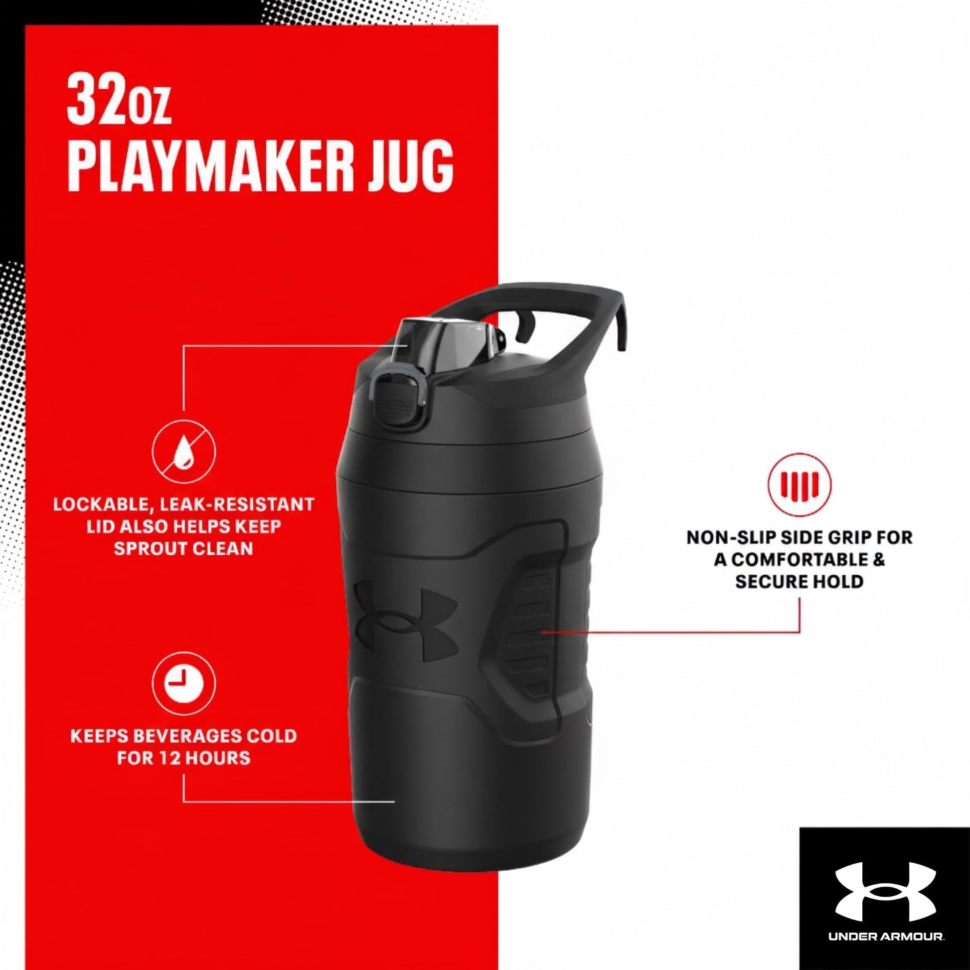 Under Armour 32 oz Insulated Water Bottles - Sports Water Jug with Fence Hook, Leak Resistant for