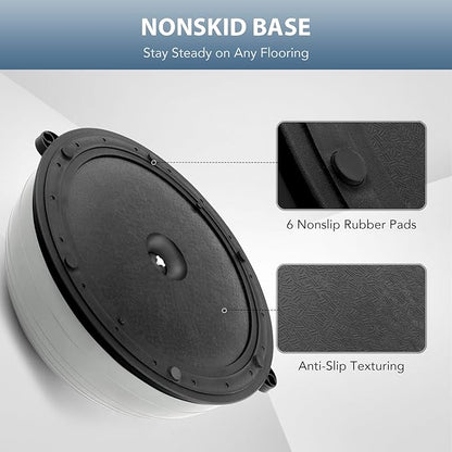 ZELUS Balance Ball Trainer with Resistance Bands and Foot Pump, Inflatable Yoga Ball for Home Gym Workouts, 23 Inch Exercise Half Ball for Balance Training Core Strength Fitness More, 330lb Cap