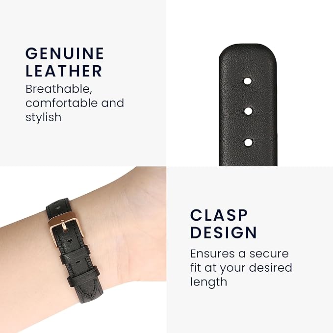 kwmobile Real Leather Watch Strap Compatible with Garmin Lily Sport - Fitness Tracker Replacement Sports Wristband with Clasp