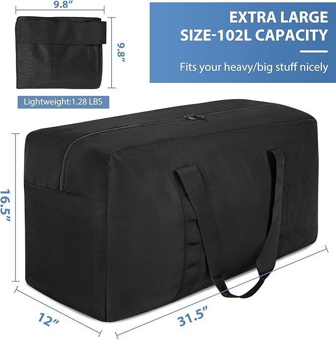 100L Large Travel Duffle Bag, Gear Bag for Men and Women, Storage Bag Ideal for Overnight Camping and Weekend Getaways