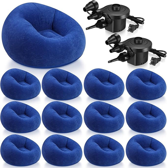 Realspring 12 Pcs Bean Bag Chairs for Adults Inflatable Chairs with Electric Air Pump,Blow up Couch