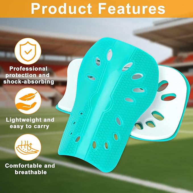 2 Pairs Shin Guards Soccer for Kids,Shin Pads Extra Lightweight Breathable Slide in Shin Guard for Football Training Match Outdoor Activities Protective Slip-in Shin Guards for Boys Girls