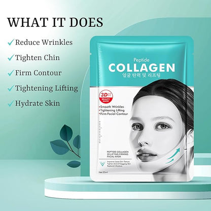 8 Pack Collagen Face Masks V Line Lifting Mask with Peptides, Face Lifting Mask, Firming & Skin Tightening for Sharp & Sculpted Contour, Improves Jawline, Hydrating Face Masks Skincare