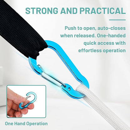 Multi-Pack Aluminum Carabiner Clips, 2" Ultra-Light Spring & Locking for Key,Hiking, Outdoor Activities