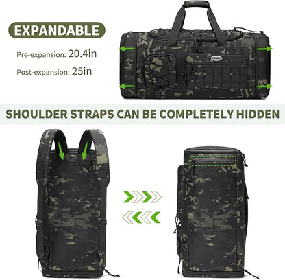 Bosstin Gym Bag for Men & Women,45L Travel Duffle Sports Duffel Bag Gym Weekender Overnight Backpack with Shoe Compartment (GREEN CAMOUFLAGE)