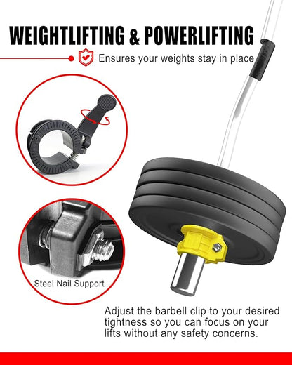 Olympic Barbell Clamps 2 inch Adjustable Barbell Clips Quick Release Pair of Locking Weight Clips for Bars