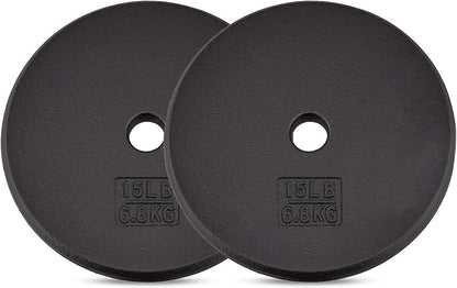 Yes4All Standard 1" Cast Iron Weight Plate - Ideal for Strength Training - Multiple Weight: 5LB to 25LB (Single & Set of 4)