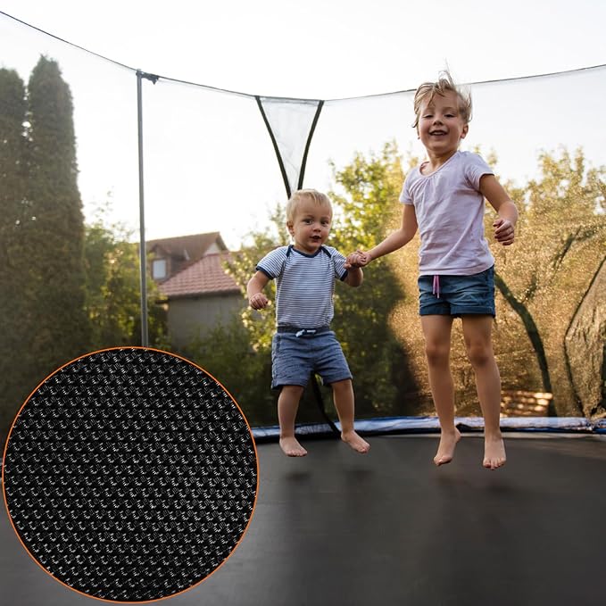 QWORK 14 FT Round Trampoline Replacement Mat with 72 V-Hooks, 151" Heavy Duty Jumping Mat with Installation Tools, Using 5.5" Springs,Black