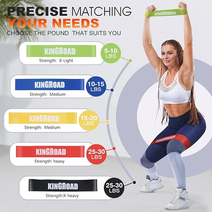 Resistance Band Pull Up Assistance Bands,Set of 5 Resistance Heavy Duty Exercise Stretch Fitness Bands for Stretching Power Lifting Workout Training with Instruction Guide