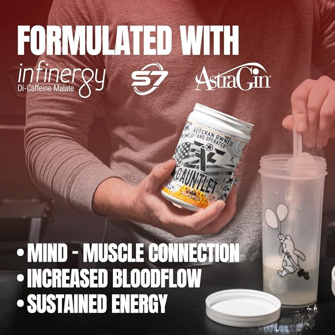 Gauntlet Pre-Workout Powder, Explosive Workouts, Laser Focus, Mid Stim, Amazing Flavor, Veteran Owned and Operated (25 Servings, Mangolorian)