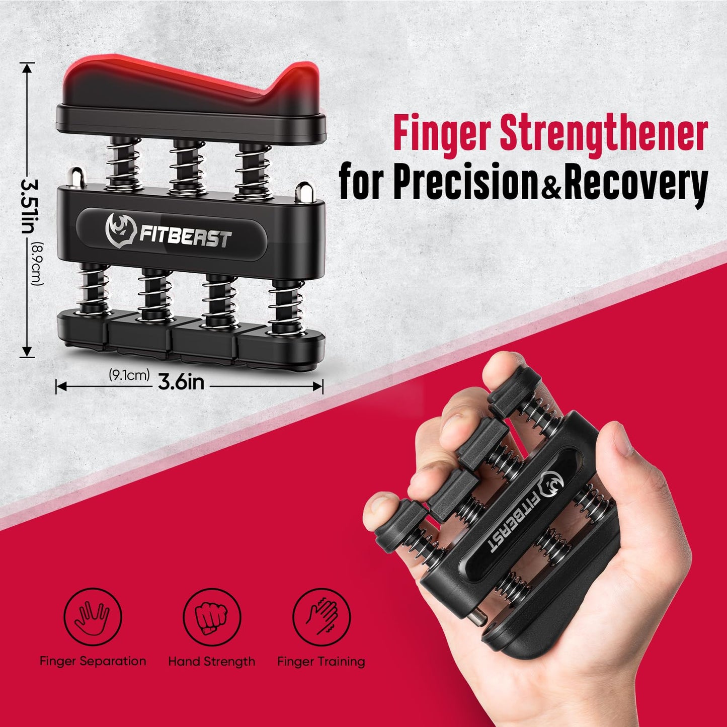 FitBeast Grip Strength Trainer, Hand Gripper Strengthener Kit - 6 Pack with Adjustable Resistance