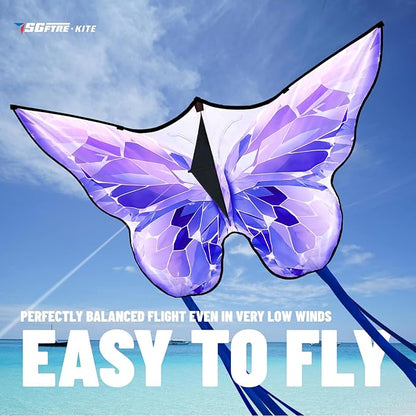 Golden Butterfly Design Kites ，Outdoor Work Colorful Kite Long Tails，Easy to Fly ，Outdoor Flying Toys for Adult and Kids Surf with Handle