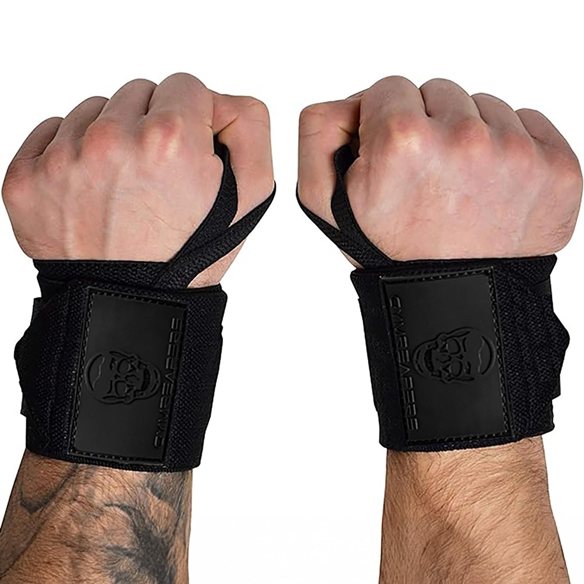Gymreapers Weightlifting Wrist Wraps, Black/Rubber, 18"