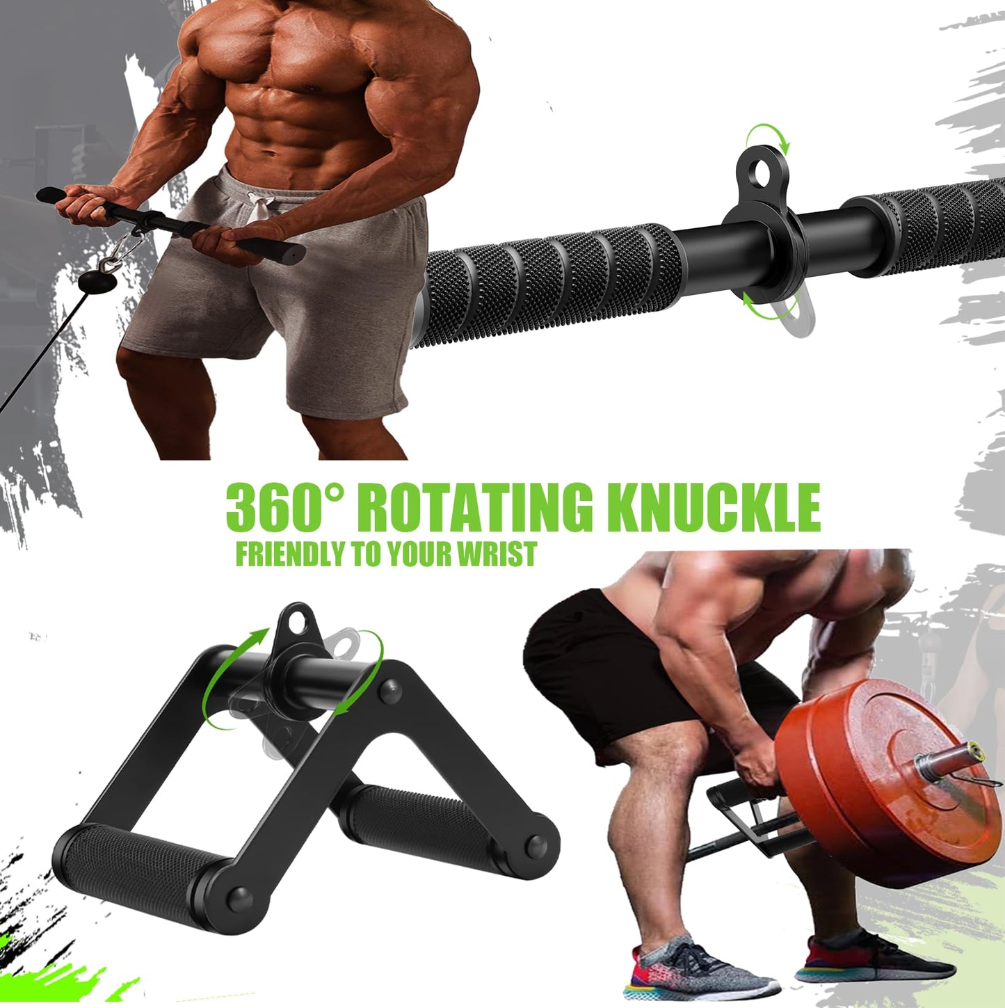 Cable Machine Attachment，LAT Pulldown Attachments Upgraded 1.3 Inch Comfort Grip Cable Attachments