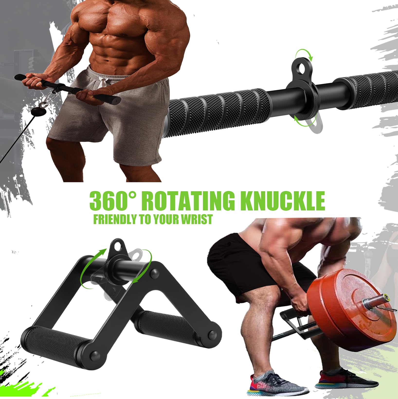 Cable Machine Attachment，LAT Pulldown Attachments Upgraded 1.3 Inch Comfort Grip Cable Attachments